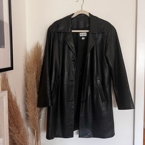 Soft real leather black jacket coat.